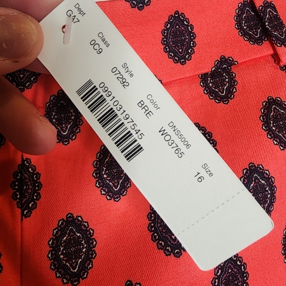 NWT J. Crew Minnie Coral Medallion Print Ankle Pants Women's plus size 16 - Picture 6 of 16